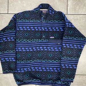 Vtg PATAGONIA Men's Synchilla Snap-T Fleece Purple Aztec XL